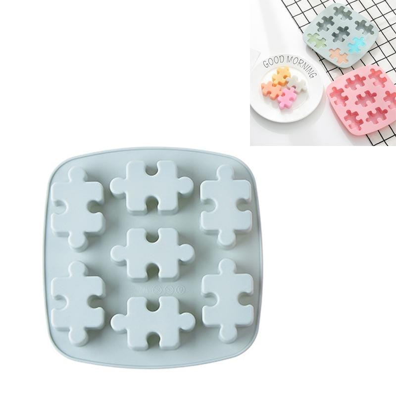 4 PCS Silicone Creative Ice Tray Puzzle Mold Microwave Oven Baking Chocolate Mould (Blue)