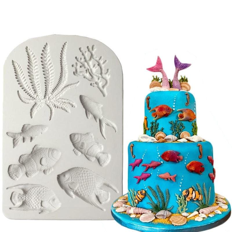 2 PCS Fondant Chocolate Dry Pes Fish Model Marine Animal Silicone Mould (Gray 50-1138)