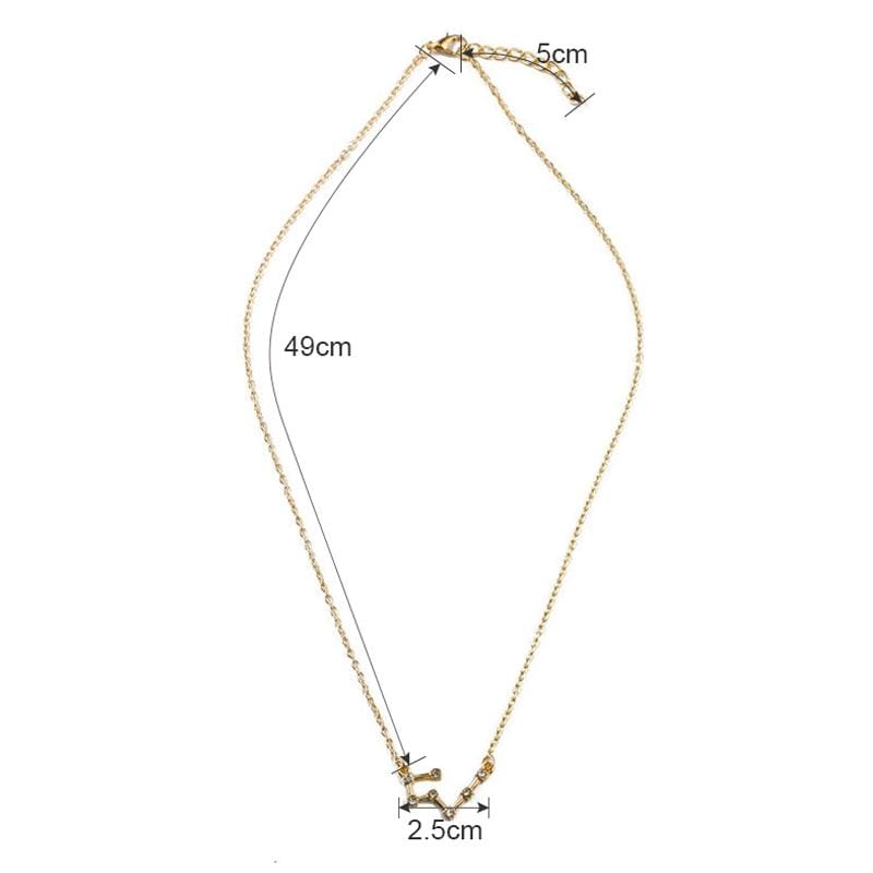 Fashion Zircon Pendant Zodiac Guardian Necklace Short Clavicle Chain (Gemini-Silver)