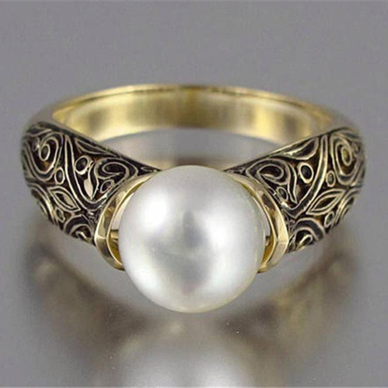 Women Retro Style Inlaid Delicate Synthetic Pearl Ring Jewelry (6)