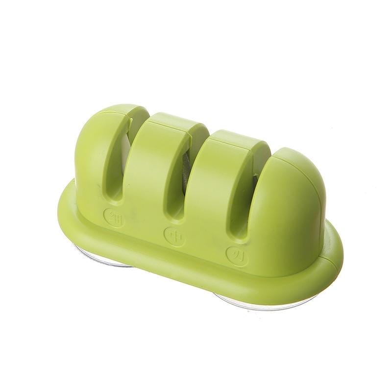 2 PCS Three-stage Sharpening Artifact Home Manual Mini Sharpening Kitchen Knife Scissors Grinding Tool, Specification:  Green