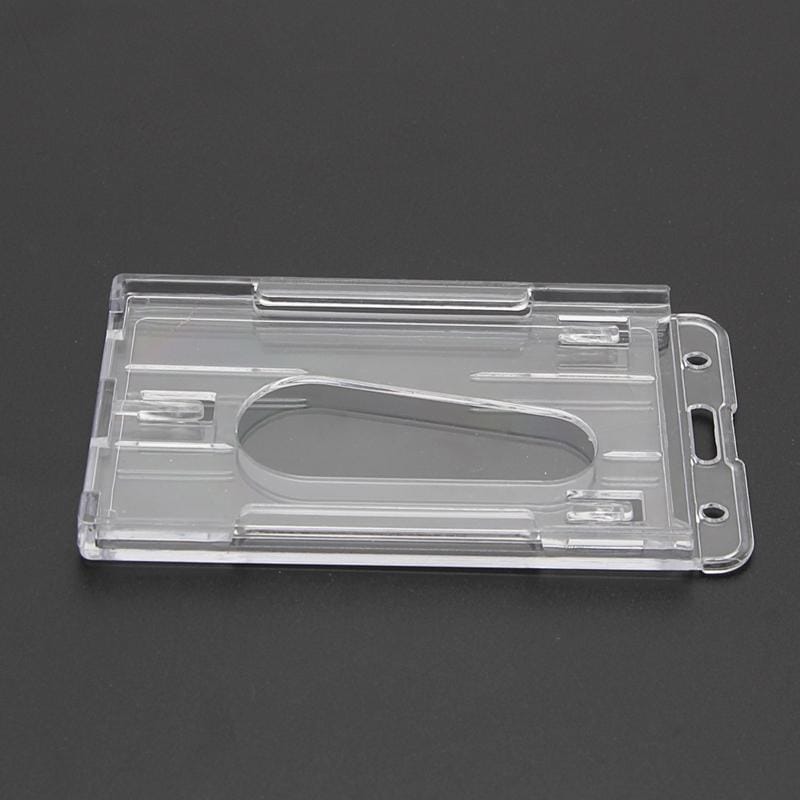20 PCS Hard Plastic ID Badge Card Holder Integrated Injection Molded Transparent Double-sided Card Holder