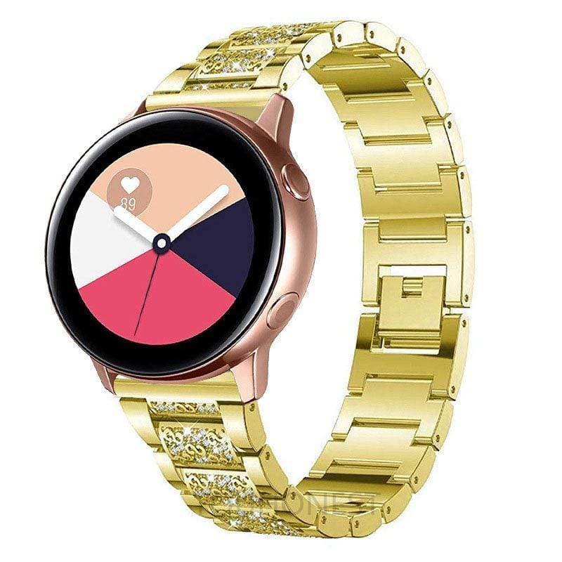 For Huami 1 / Huami 2 / Ticwatch1 / Ticwatch Pro / Samsung Galaxy Watch 46mm / Samsung S3 / Huawei Watch2 Pro / Huawei GT / Huawei Glory Magic Full Diamond Models Metal Inlay Universal 22MM Strap (Gold)