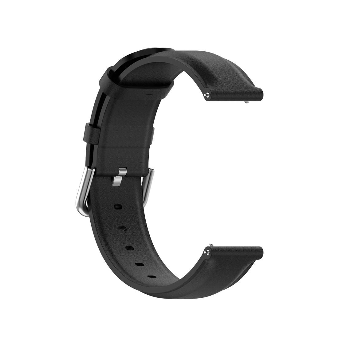 For Galaxy Watch 3 41mm Round Tail Leather Strap, Size: Free Size 20mm (Black)