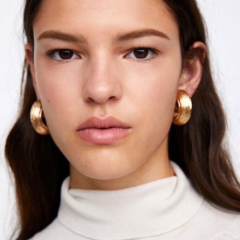 Woman Vintage Trendy Shiny Metal Clip Earrings (Gold)