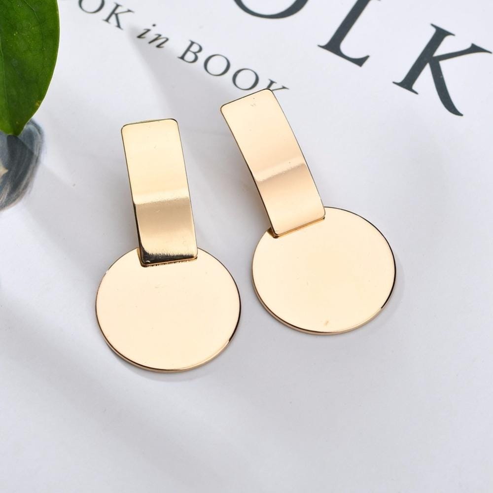 Geometric  Square Round Coin Earrings For Women Punk Earrings Jewelry (Style1)