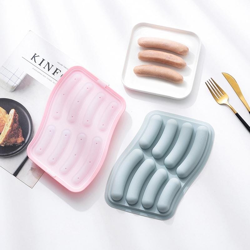 2 PCS Sausage Mold Baby Silicone Homemade Children Steamed Sausage Hot Dog Food Supplement Mold (Pink)