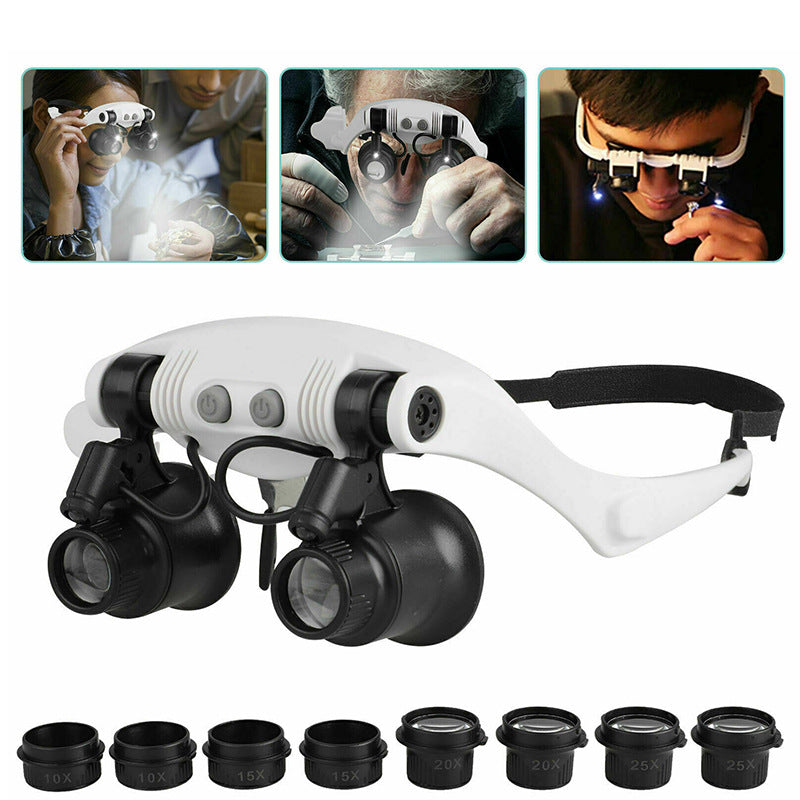 Portable Magnifier Glasses LED Magnifying Head Mount