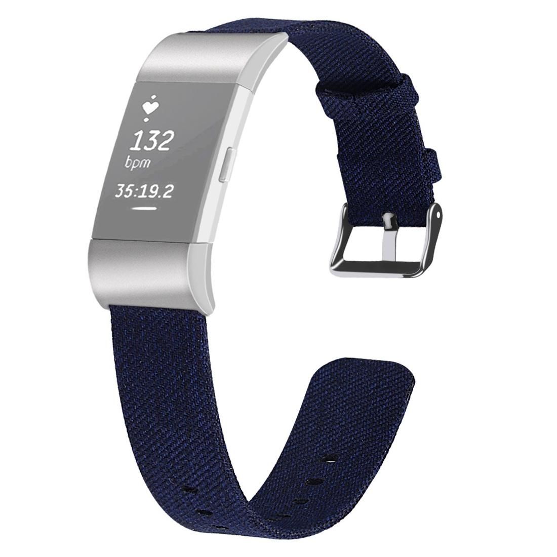 For FITBIT Charge 2 Smart Watch Canvas Wrist Strap Watchband, Size:S (Blue)