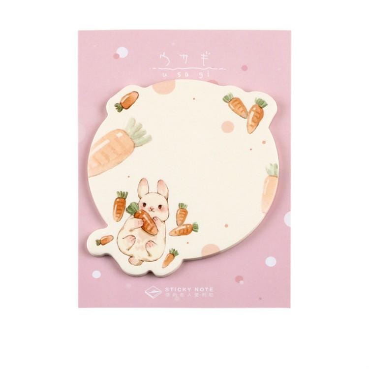 2 PCS Cute Cartoon Animal Note Notepad Diary Self-adhesive Glue Memo Post-it (Cute Rabbit)