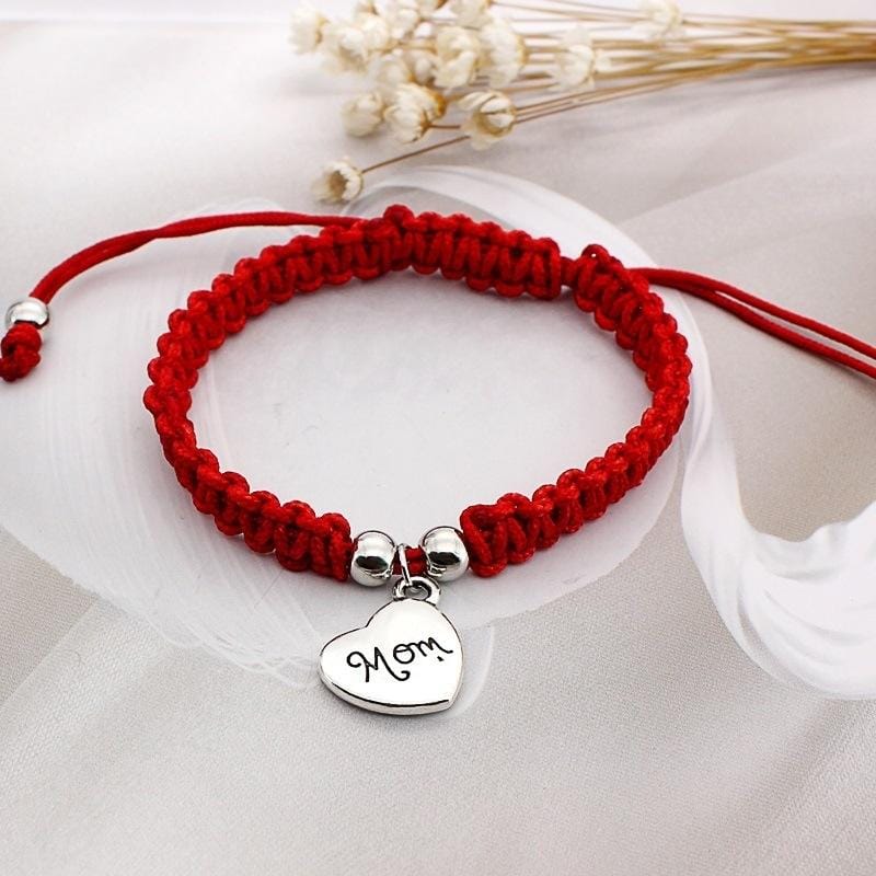 3 PCS Family Bless Thread Red Bracelet For Women MOM Bracelet Rope (Gold)