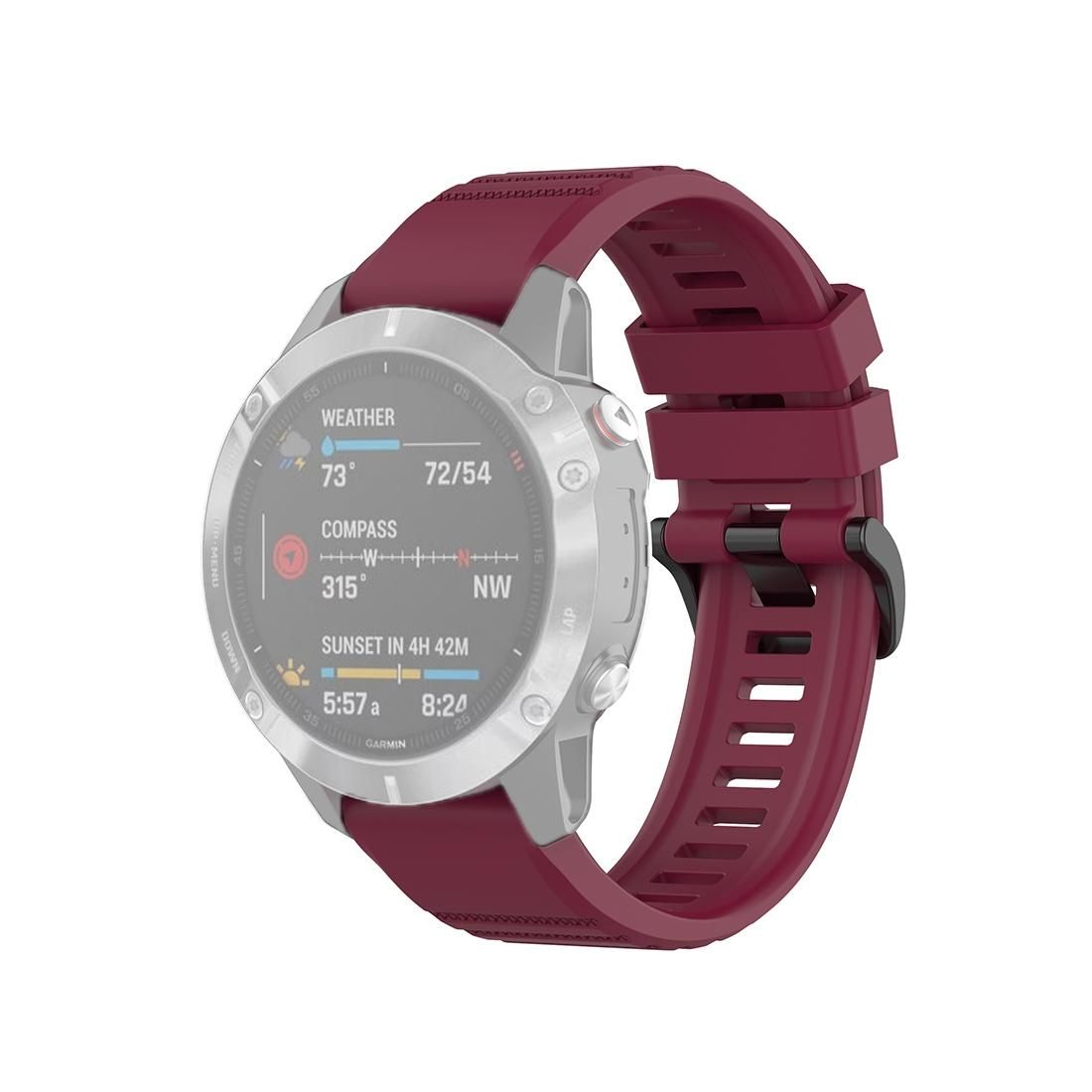 For Garmin Fenix 6 22mm Quick Release Official Texture Wrist Strap Watchband with Metal Button (Wine Red)