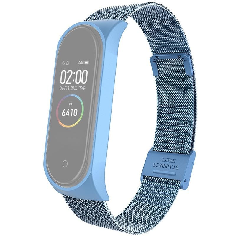 For Xiaomi Mi Band 4 / 3 Milanese Metal Replacement Strap Watchband, Color:Pearlescent Blue