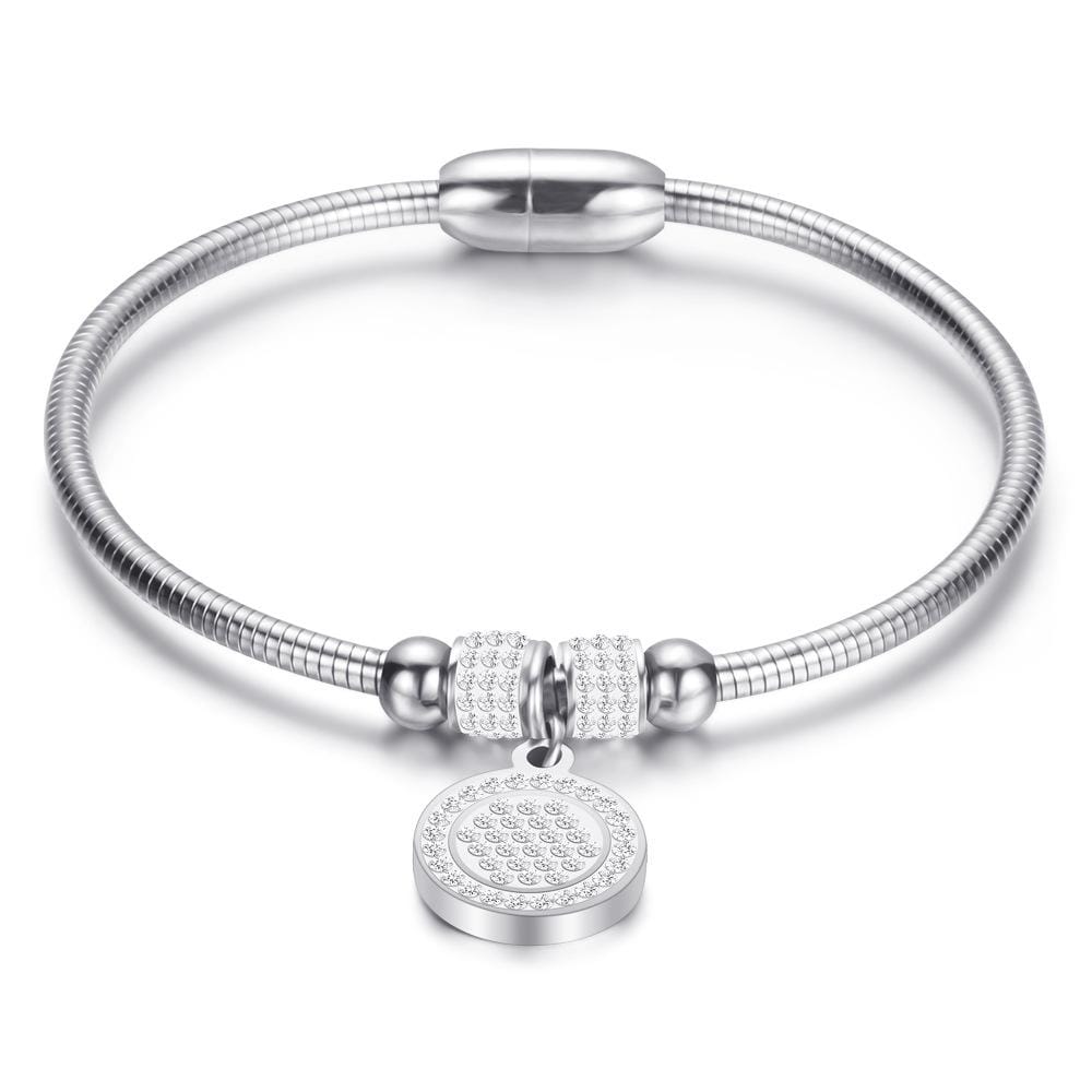 Coin Magnet Clasp with Snake Chain Stainless Steel Bracelet Bangles (Gold)