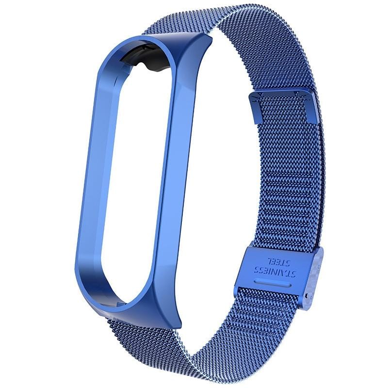 For Xiaomi Mi Band 4 / 3 Milanese Metal Replacement Strap Watchband, Color:Blue