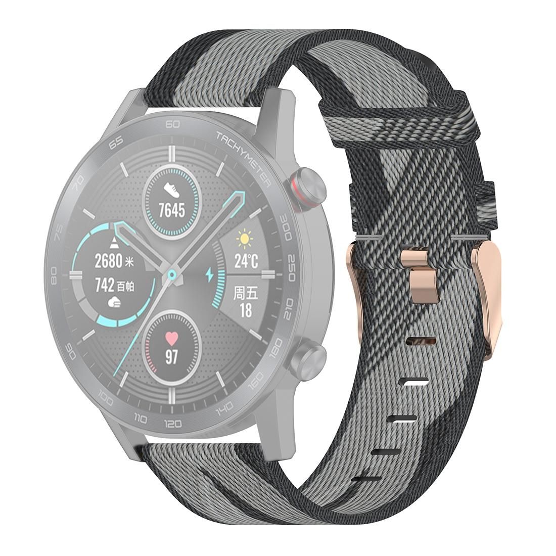 22mm Stripe Weave Nylon Wrist Strap Watch Band for Huawei GT / GT2 46mm, Honor Magic Watch 2 46mm / Magic (Grey)