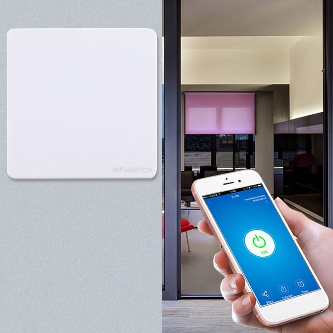 QEVDO QSAW1 WiFi & Single Button 86mm/1Gang 3Way Neutral Wire Live Wire Wall Smart Switch, Support Alexa / Google Home Voice Control (White)