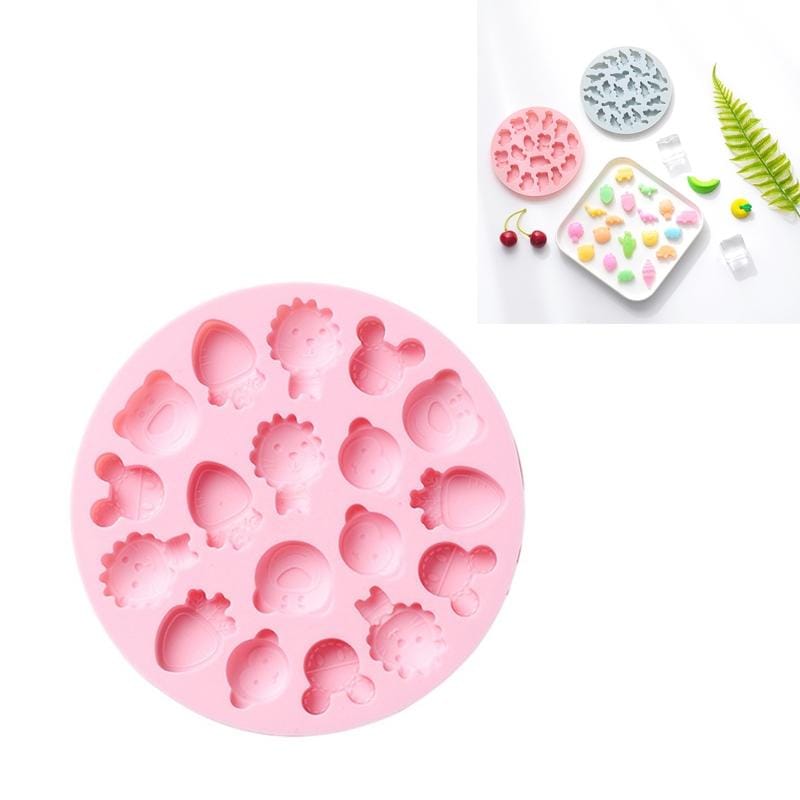 10 PCS Round Cartoon Soft Candy Jelly Steamable Silicone Mold Ice Cream Chocolate Dripping Mold, Style:Lion Carrot (Pink)