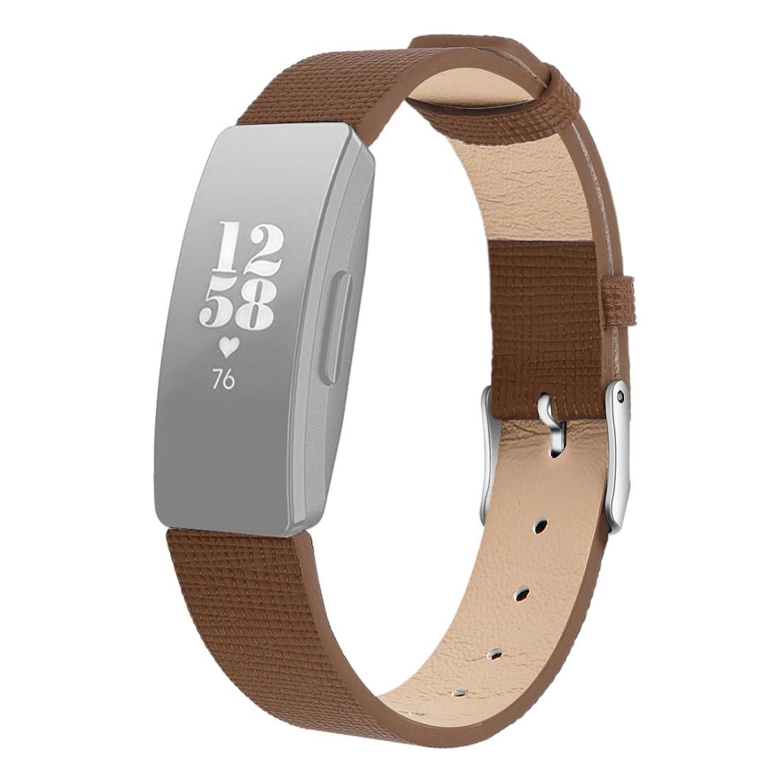 For Fitbit Inspire / Inspire HR Leather B Type Replacement Wrist Strap Watchband, Size:S (Brown)