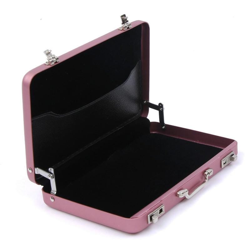 Aluminum Storage Box Business Card Holder Credit Card Bank Card Storage Box (Pink)