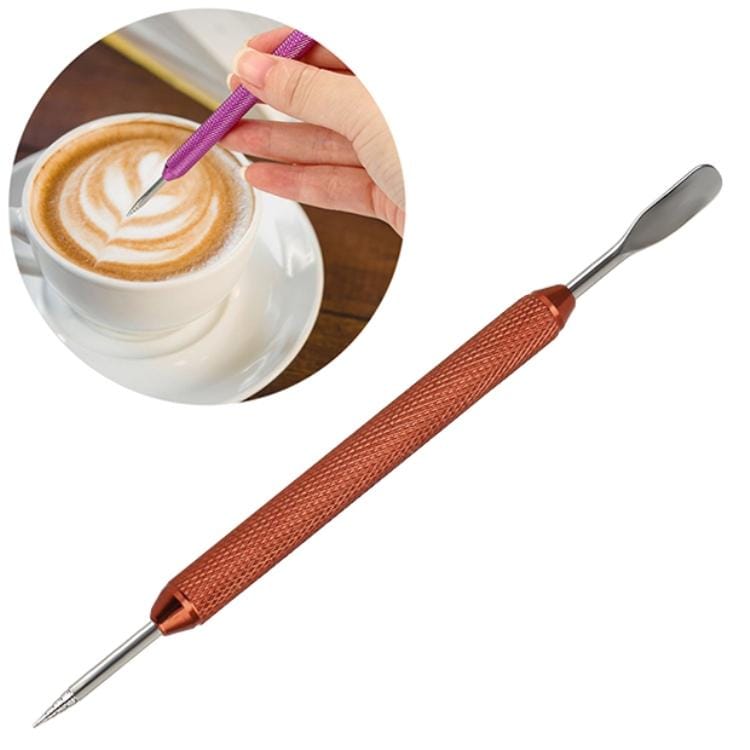 Fancy Coffee Pull Flower Needle Stainless Steel Carved Rod Crochet Flower Needle (Brown)