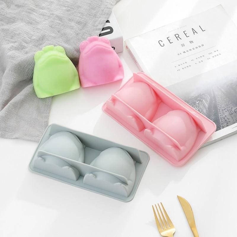 4 PCS Frog Silicone Ice Tray Cake Mold Handmade Soap Chocolate Multifunctional Baking Mold (Pink)