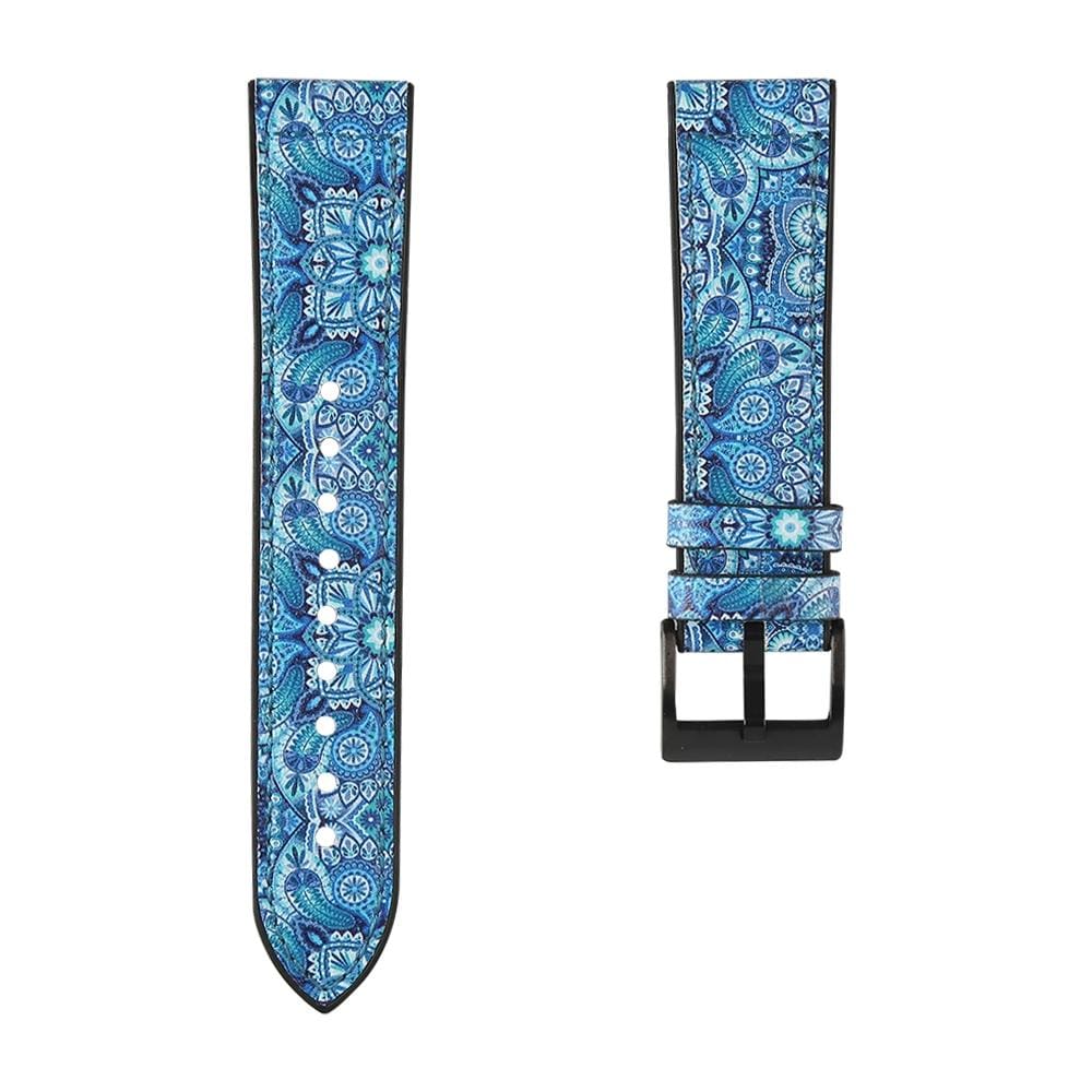 TPU + Leather Replacement Strap Watchband, Size:For Samsung Galaxy Watch 3 41mm (Flower Blue)