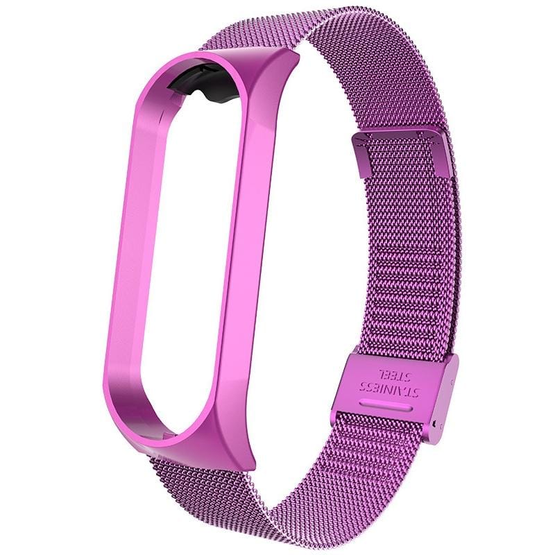 For Xiaomi Mi Band 4 / 3 Milanese Metal Replacement Strap Watchband, Color:Purple