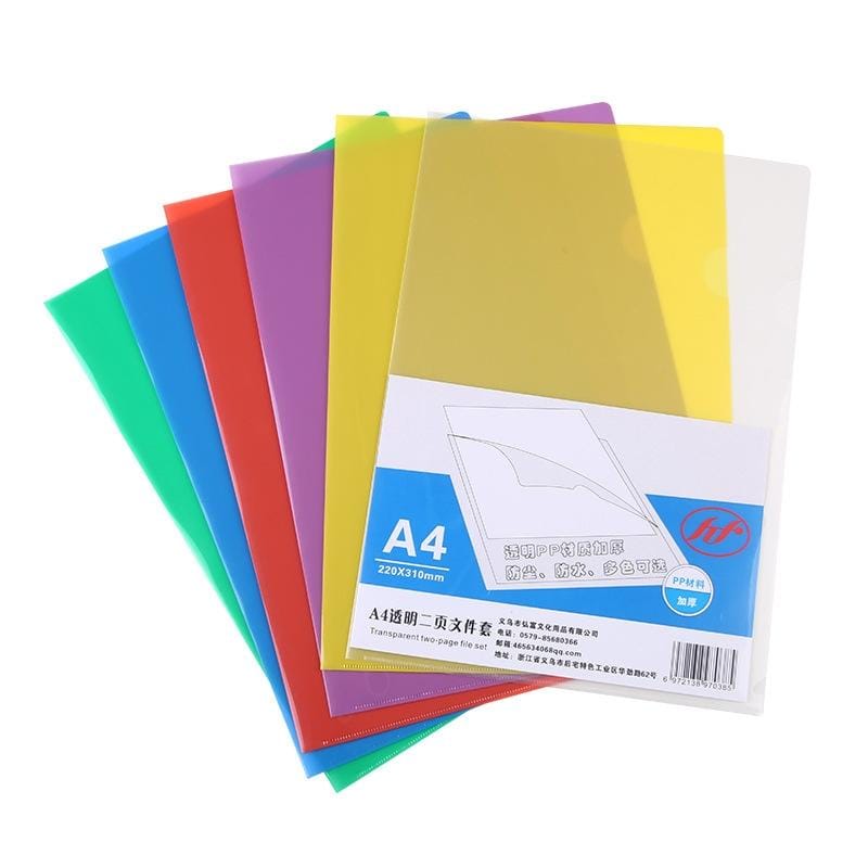 5 PCS L-shaped Folder A4 Student Transparent Paper Folder (Transparent White)