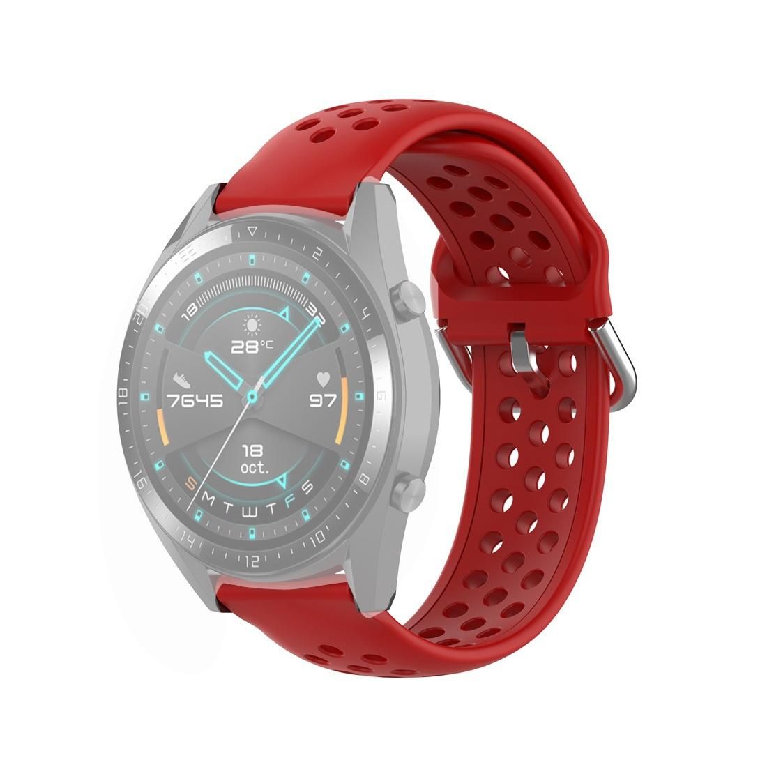 For Huawei Watch GT 46mm / 42mm / GT2 46mm 22mm Clasp Solid Color Sport Wrist Strap Watchband (Red)