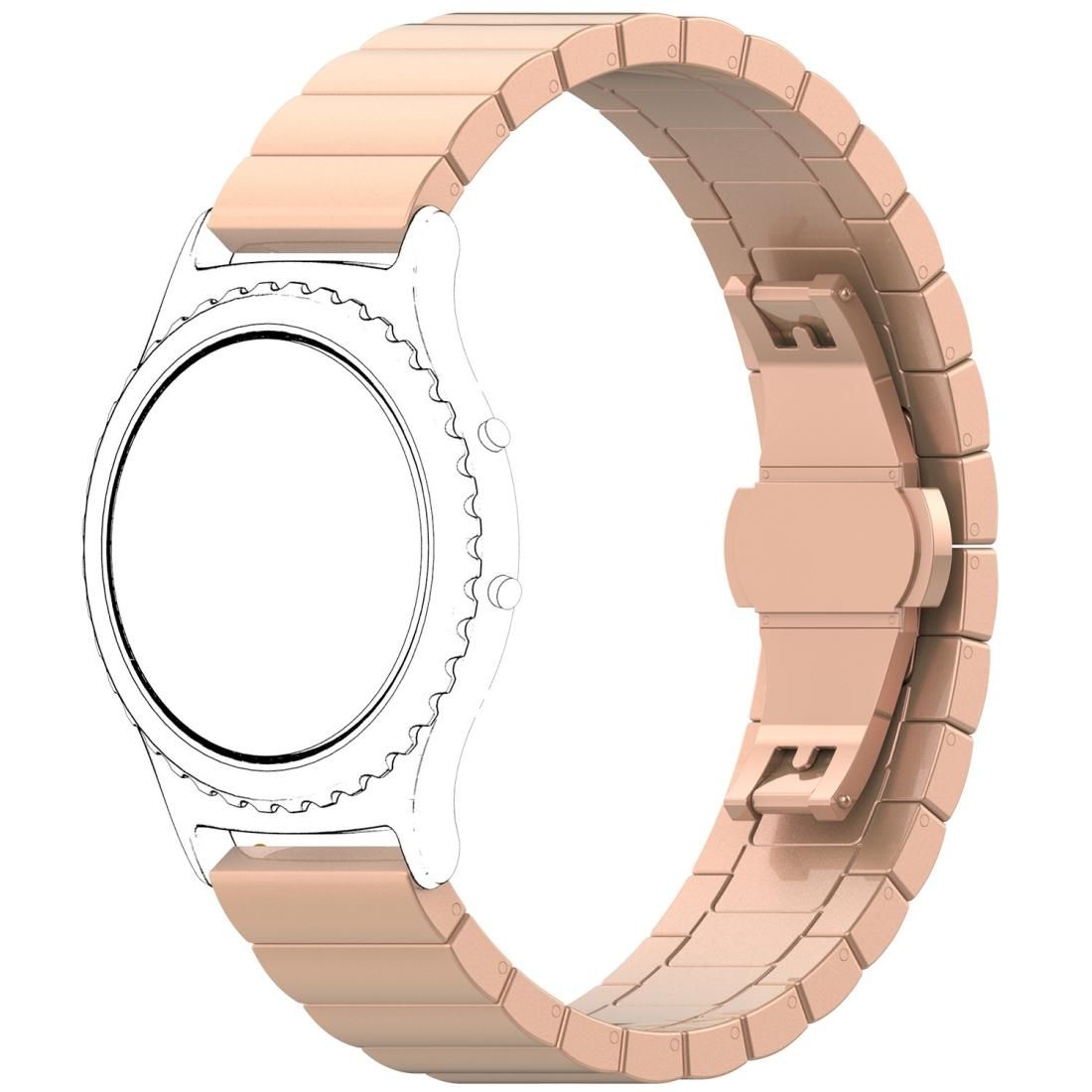 For Galaxy Watch 46mm Butterfly Buckle Stainless Steel Strap (Rose Gold)