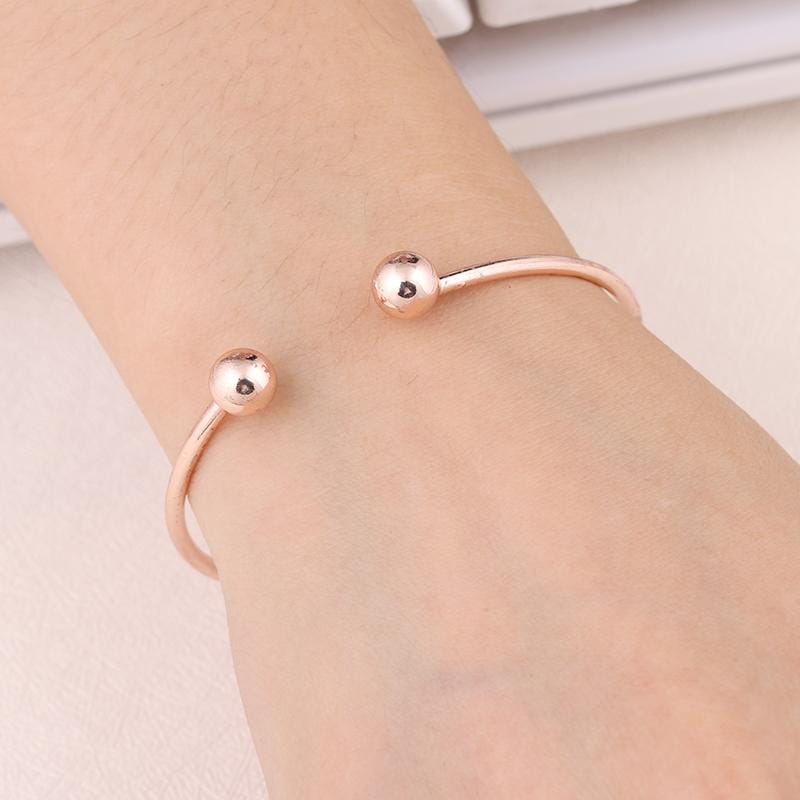 Opening Adjustable Bracelet with Double Round Setting DIY Beads (gold)