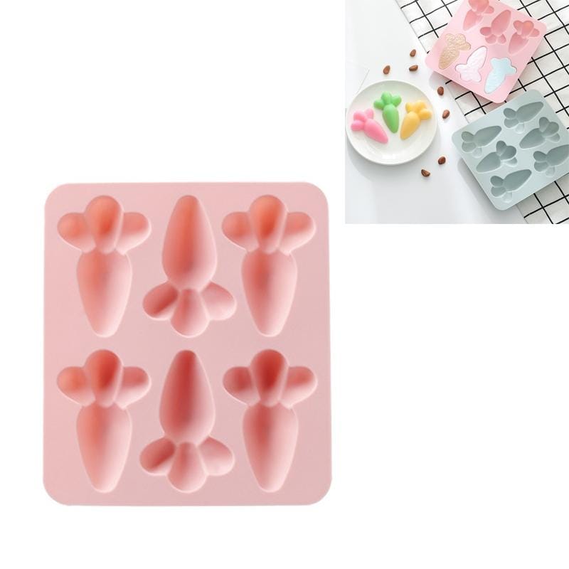 6 PCS Carrot Silicone Cake Chocolate Baking Mold Handmade Soap Ice Cube Pudding Moldg Mold (Pink)