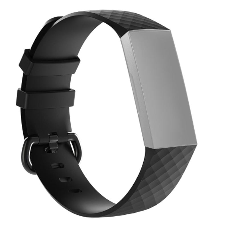 Diamond Pattern Silicone Wrist Strap Watch Band for Fitbit Charge 3 Small Size?190*18mm (Black)