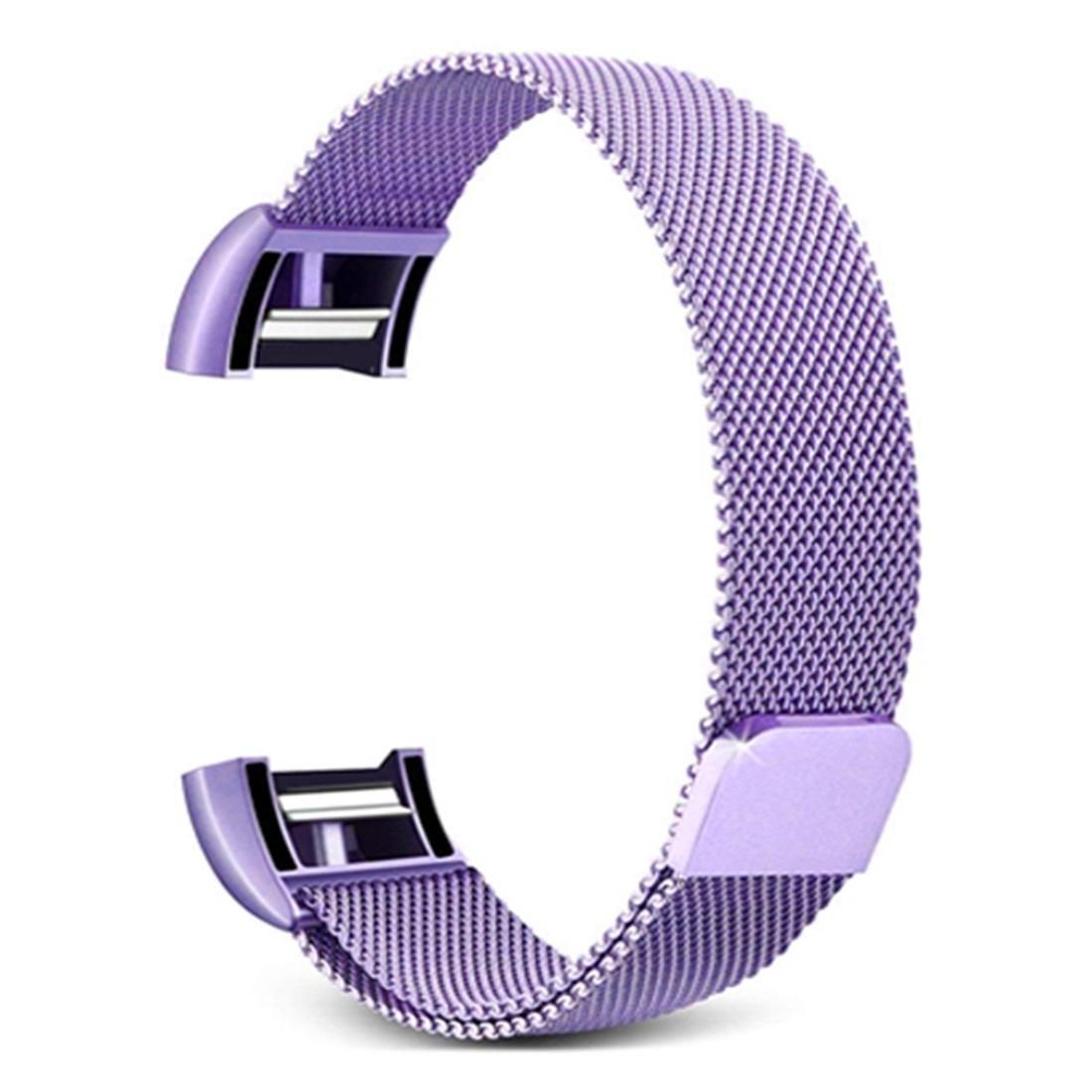 Smart Watch Stainless Steel Wrist Strap Watchband for FITBIT Charge 2, Size: L (Light Purple)