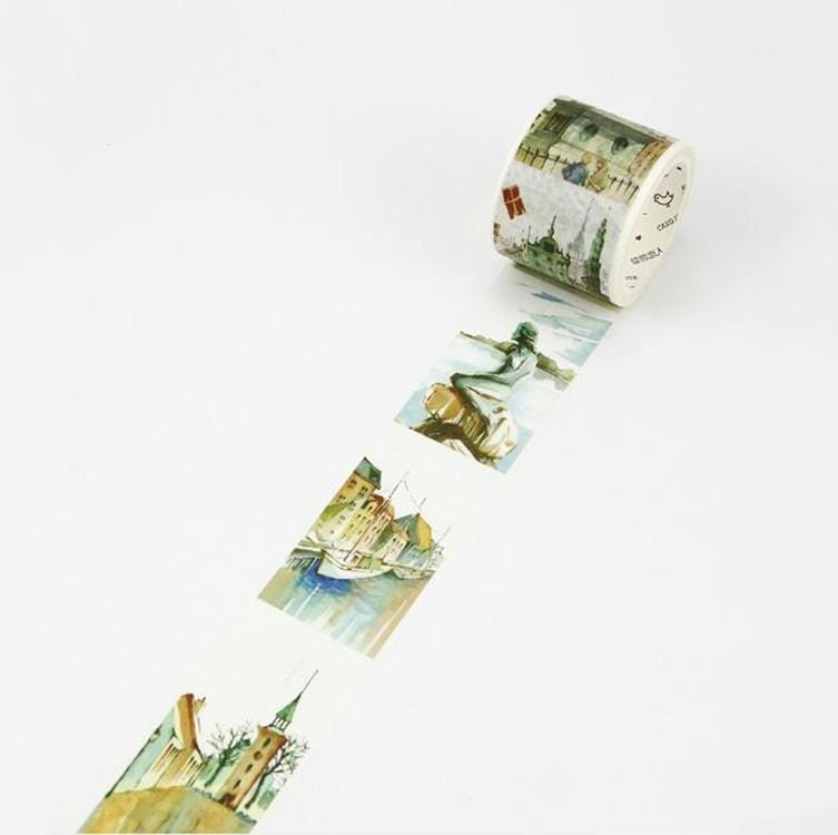 2 Rolls Letter Lover Paper Tape Travel Architectural Sticker (Denmark)