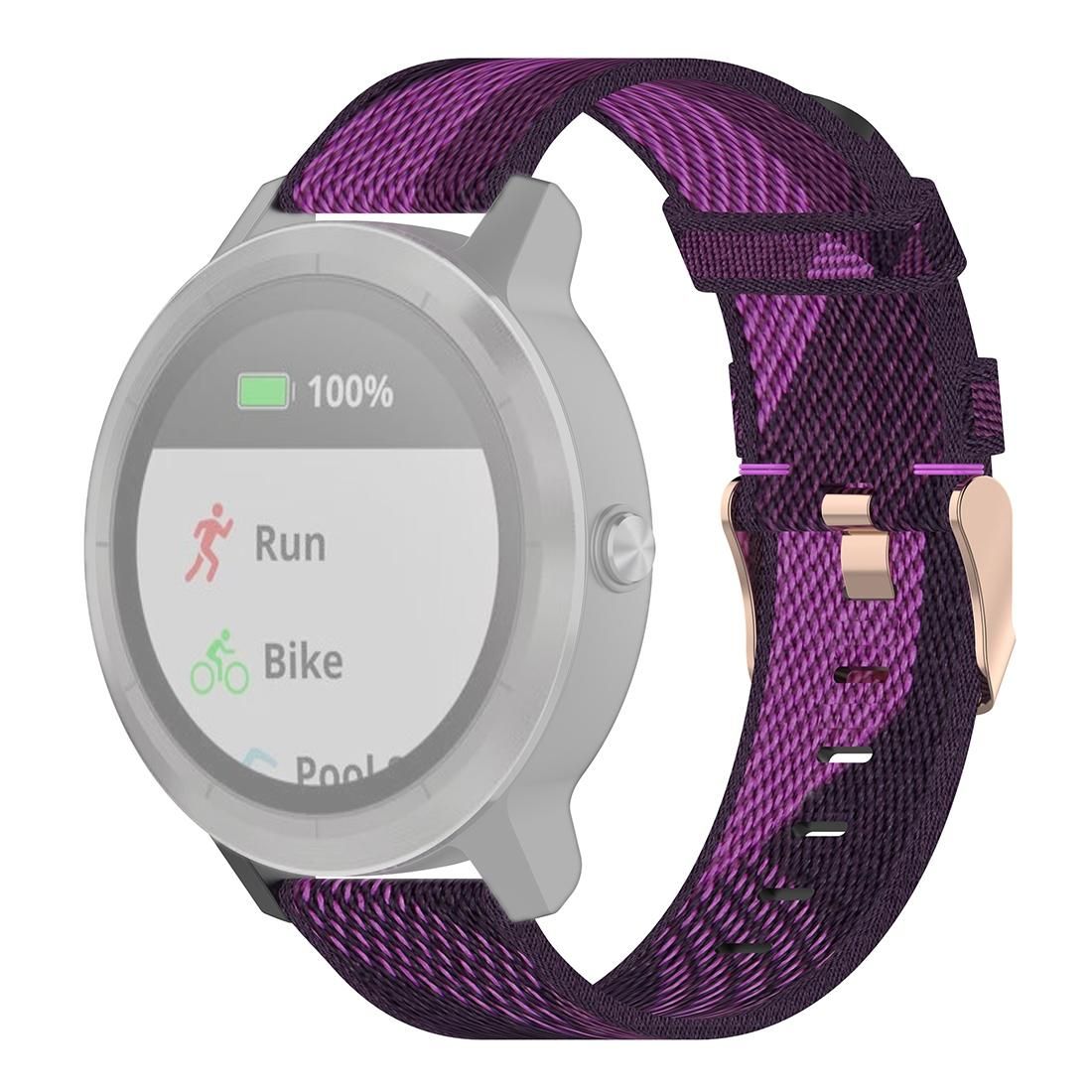 20mm Stripe Weave Nylon Wrist Strap Watch Band for Garmin Venu, Vivomove 3, Vivoactive 3, Forerunner 245 / 645 (Purple)