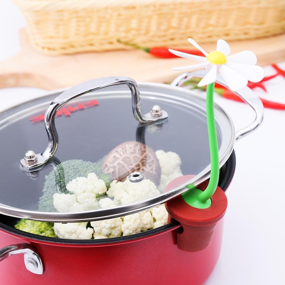 3 PCS Daisy Flower Pot Lid Raising Anti-overflow Device Creative Steam Power Self-rotating Practical Kitchen Tools