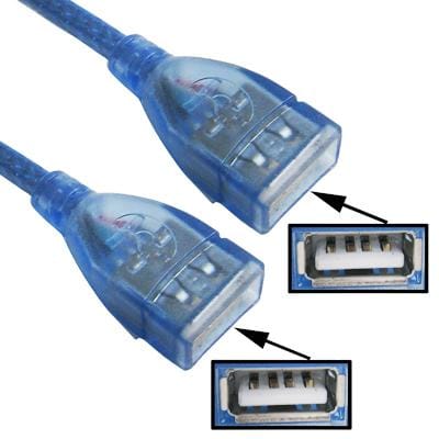 USB 2.0 Type A Female to Female AF/AF Cable, Length: 30cm (Blue)