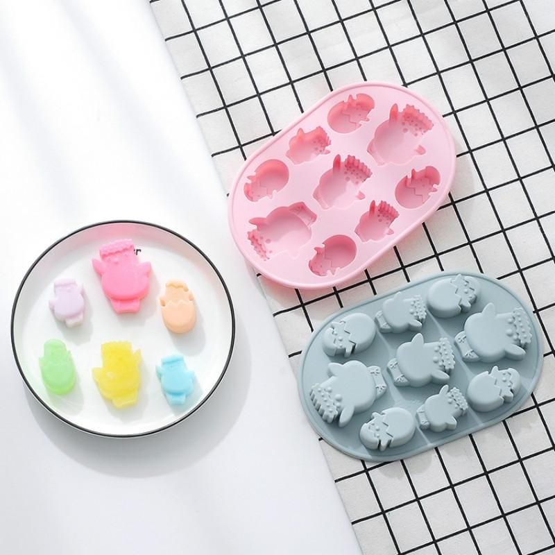 4 PCS Silicone Cake Mould Broken Chicken Chocolate Epoxy Mould Ice Tray Baking DIY Mould (Pink)