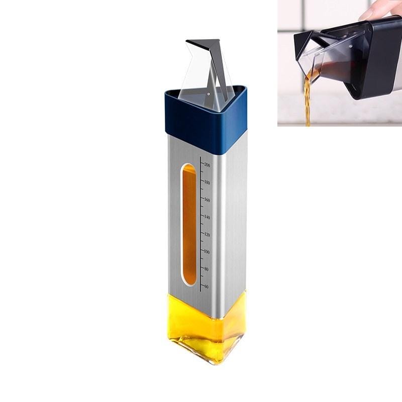 3 PCS Kitchenware Triangle Stainless Steel Oil Can Soy Sauce Bottle Seasoning Bottle (Blue)