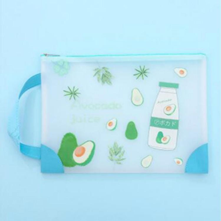 L0028 Avocado TPU File Bag Storage Folder Waterproof Papers Portfolio Student Stationery, Size:L (Leaf)