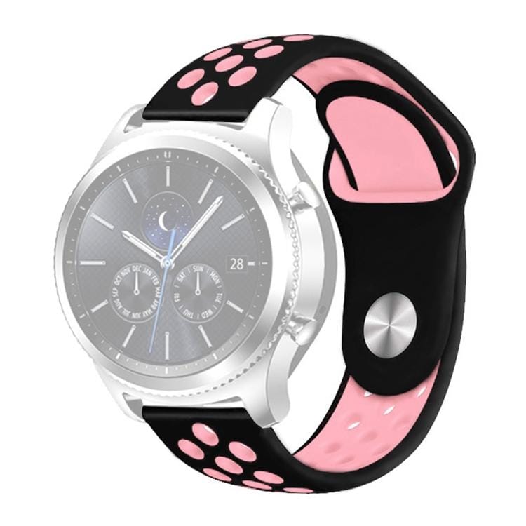 For Samsung Gear S4 Active 22mm Two-color Silicone Replacement Strap Watchband (Black Pink)