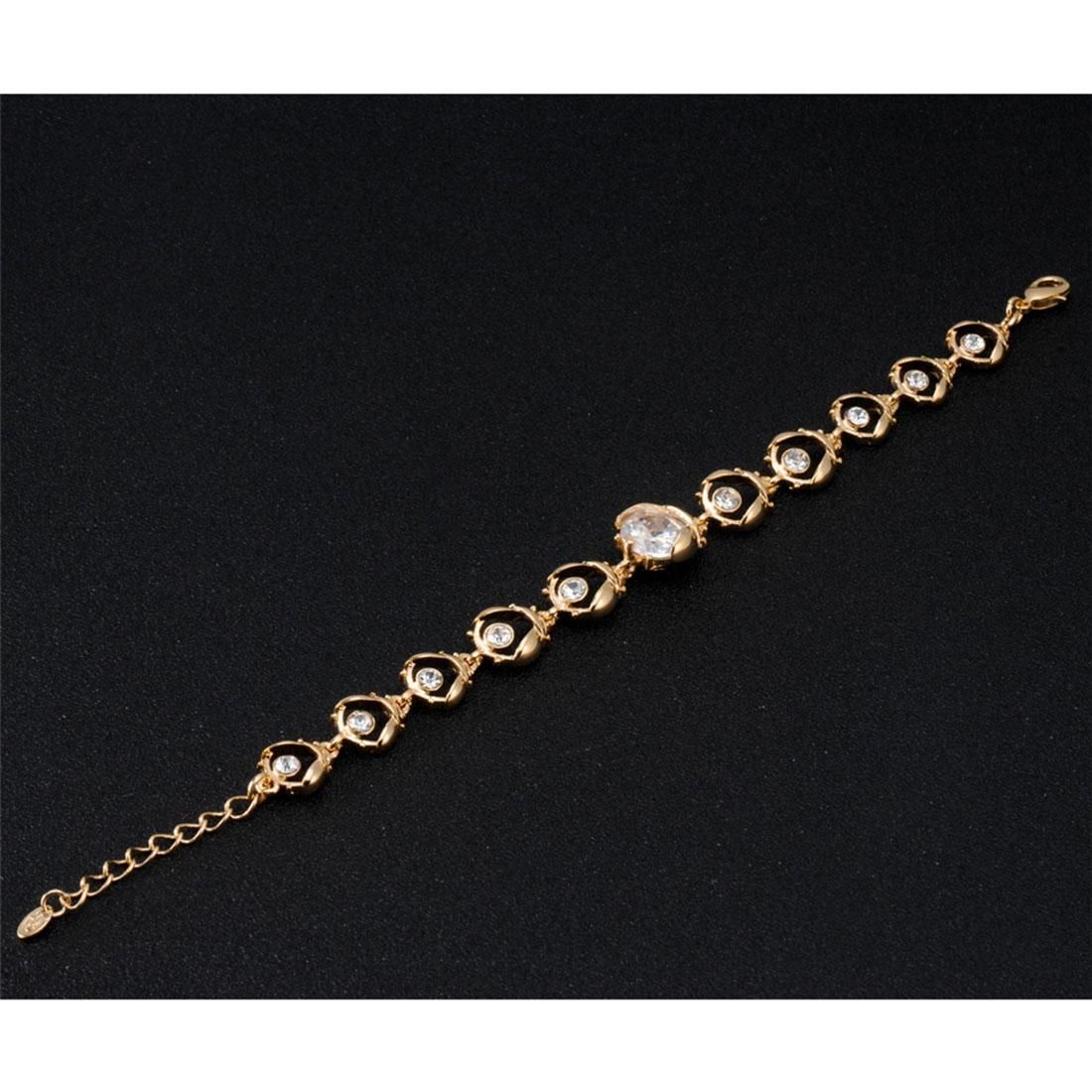 Elegant Gold-Plated Rhinestone Bracelet for Female, Chain Length: 21cm