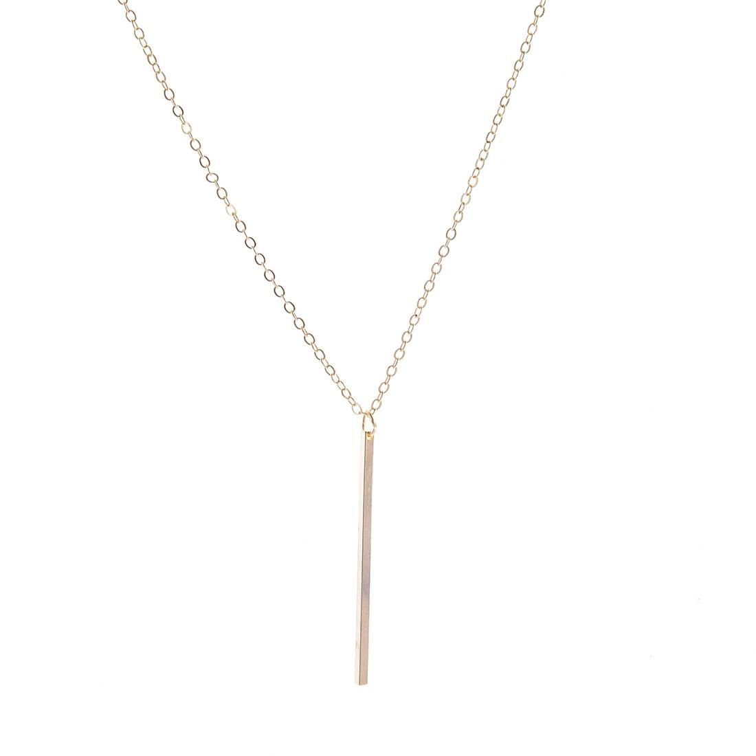 Simple Long Stick Pendant Necklaces Metal Long Chain Necklace (Silver)