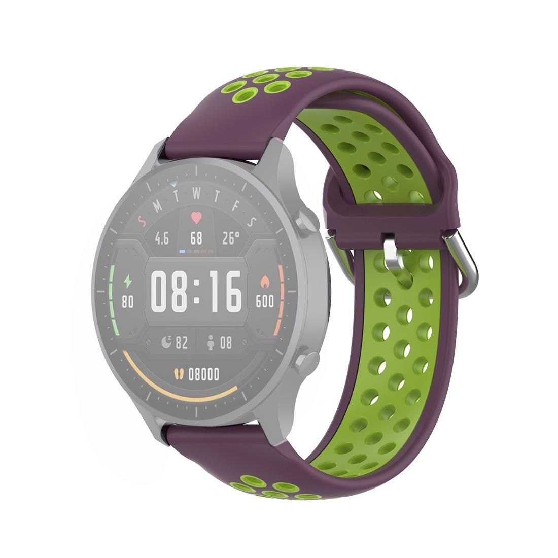 For Xiaomi Watch Color 22mm Clasp Two Color Sport Wrist Strap Watchband (Purple + Green)