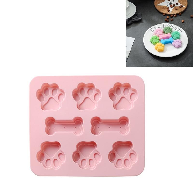 5 PCS Cartoon Cat Claw Bone Shape Cake Chocolate Silicone Mold Microwave Baking Ice Tray Mold Pudding Jelly Mold (Pink)