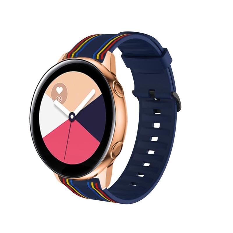 20mm For Huami Amazfit GTS / Samsung Galaxy Watch Active 2 / Huawei Watch GT2 42MM Striped Silicone Strap (Blue color)