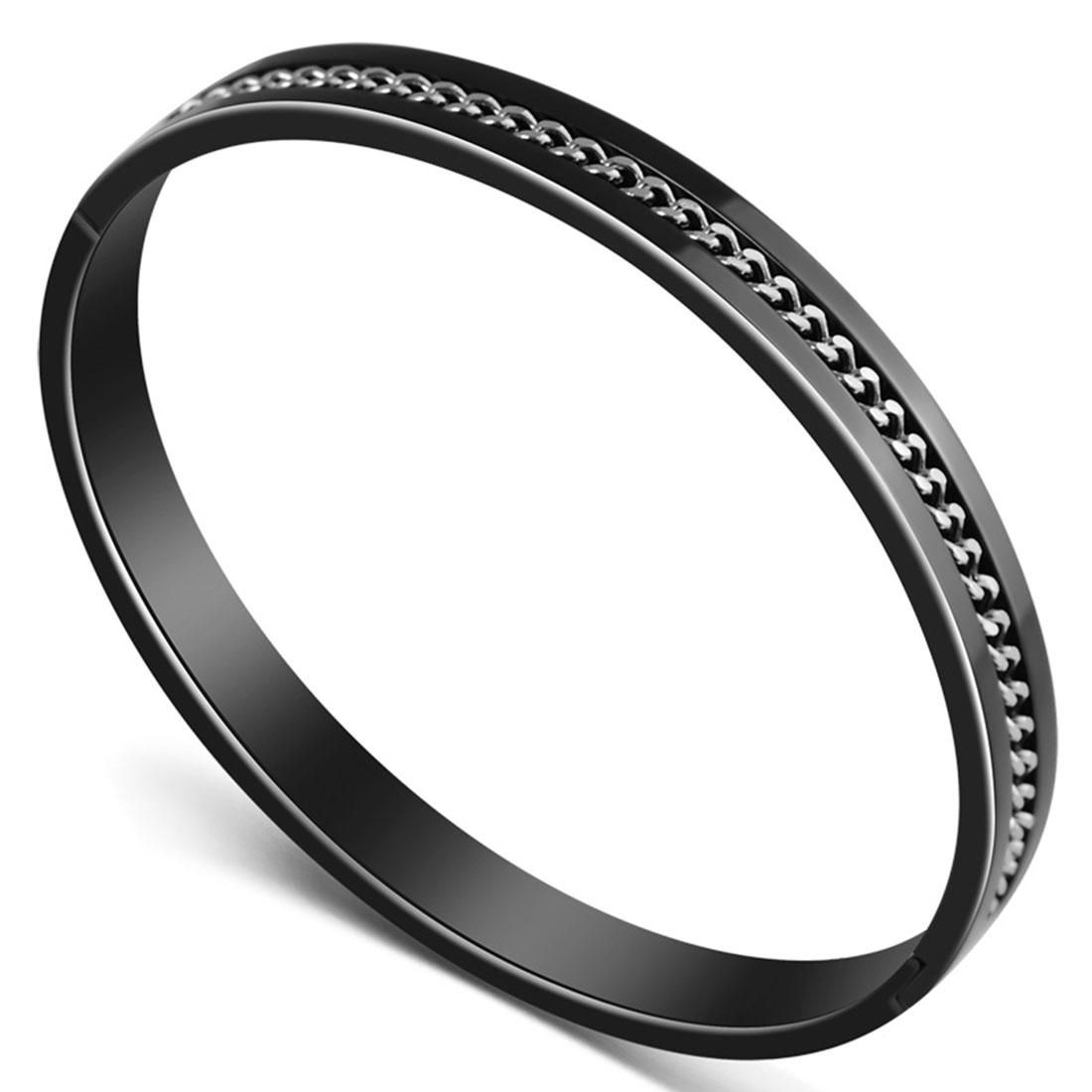 Original Fashion Personality Men Jewelry Interlayer Chain Couple Bracelet Classic Titanium Steel Black Bracelet, Size: 55*58mm (Black)