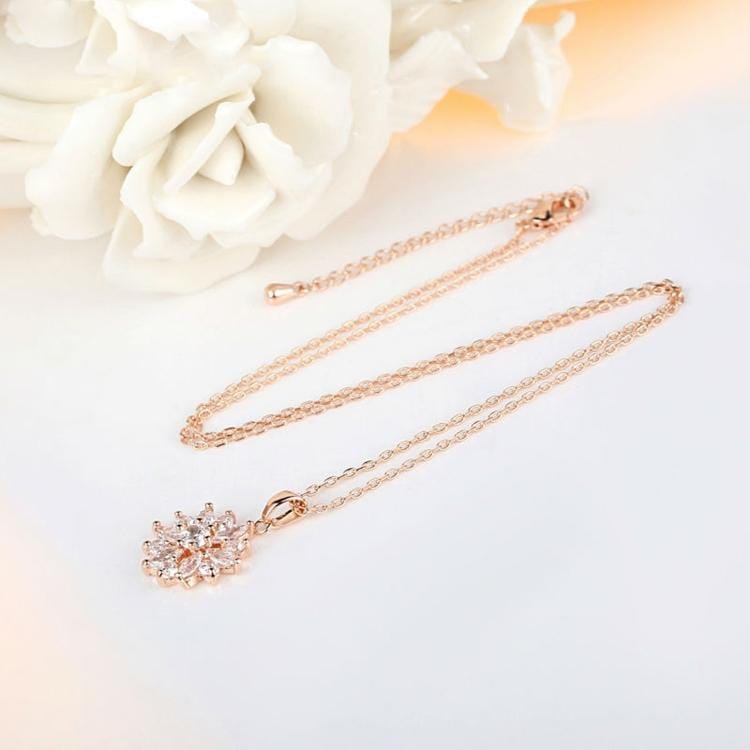 Fashion Flower Cubic Zircon Jewelry Sets For Women (Champagne Gold)